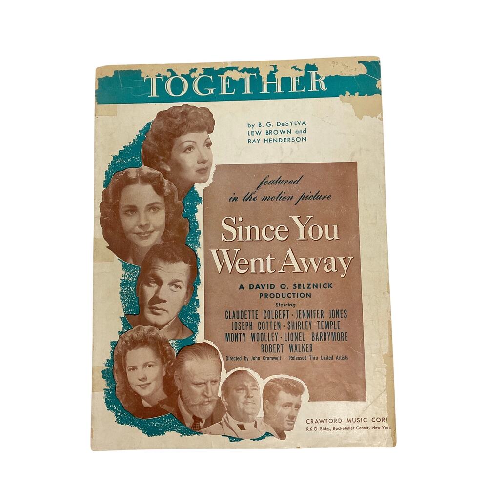 Together Sheet Music 1928 Since You Went Away Shirley‎ Temple DeSylva Brown